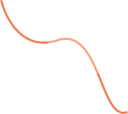 Curved orange line graph showing downward trend on white background.