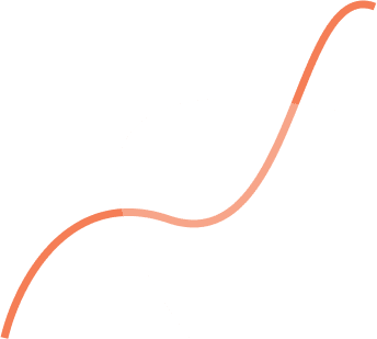 Curved orange line graph showing upward trend growth trajectory on white background