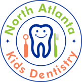 North Atlanta Kids Dentistry logo featuring smiling tooth character with toothbrush and stars.
