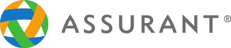 Assurant logo featuring colorful geometric segments next to company name in gray text.